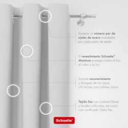 Schuette® Verdunkelungs-Vorhang Gardine mit Ösen nach Maß ● Century Black Kollektion: Misty White (Weiß-Grau) ● 1 Stück ● Knitterfrei Pflegeleicht Thermo Blickdicht & stark Abdunkelnd