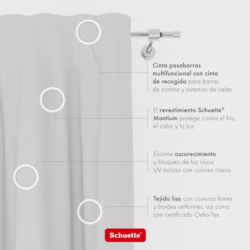 Schuette® Verdunkelungs-Vorhang Gardine mit Tunnelband nach Maß ● Century Black Kollektion: Misty White (Weiß-Grau) ● 1 Stück ● Knitterfrei Pflegeleicht Thermo Blickdicht & stark Abdunkelnd