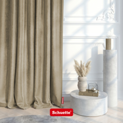 Schuette® Verdunkelungs-Vorhang Gardine mit Tunnelband nach Maß ● Millenium Velvet Kollektion: Brown Teddy (Beige) ● 1 Stück ● Knitterfrei Pflegeleicht Thermo Blickdicht & stark Abdunkelnd