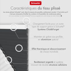 Caractéristiques du tissu occultant des stores plissés alvéolaires Schuette