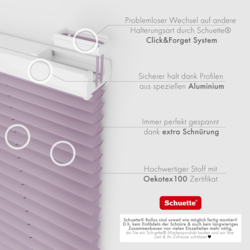 Schuette® Plissee mit Bohren nach Maß • Suprafix "Double 2in1" Schraub- & Klemmhalter • Premium Kollektion: Plum Charm (Lila) • Profilfarbe: Weiß