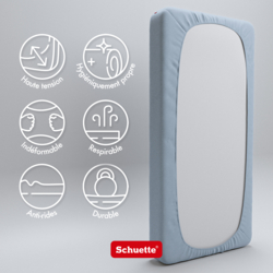 Caractéristiques du drap-housse : infroissable, respirant et hygiénique