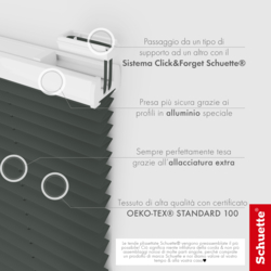 Schuette® Plissee ohne Bohren nach Maß • Suprafix Klemmhalter “Incognito X" • Premium Kollektion: Rocky Mountain (Graphit) • Profilfarbe: Eiche