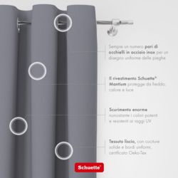Schuette® Verdunkelungs-Vorhang Gardine mit Ösen nach Maß ● Century Black Kollektion: Misty Harbor (Grau) ● 1 Stück ● Knitterfrei Pflegeleicht Thermo Blickdicht & stark Abdunkelnd