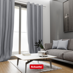 Schuette® Verdunkelungs-Vorhang Gardine mit Ösen nach Maß ● Century Black Kollektion: Fine Platinium (Silber) ● 1 Stück ● Knitterfrei Pflegeleicht Thermo Blickdicht & stark Abdunkelnd