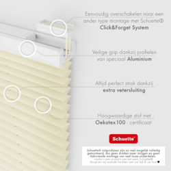 Schuette® Plissee ohne Bohren nach Maß • Suprafix Halterung “Zum Kleben” • Thermo Kollektion: Sandstone (Beige) • Profilfarbe: Weiß