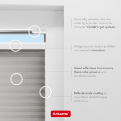 Schuette® Wabenplissee ohne Bohren nach Maß • Suprafix Klemmhalter “Incognito X" • Thermo x Honey Kollektion: Overbaked (Grau) • Profilfarbe: Anthrazit