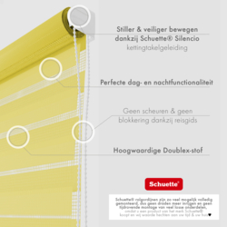 Schuette® Tag und Nacht Rollo ohne Bohren & mit Bohren 2in1 nach Maß • Doppelrollo Kollektion: Sour Lime (Gelb) • Profilfarbe: Braun