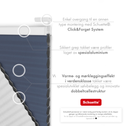 Schuette® Wabenplissee ohne Bohren nach Maß • Klebehalter & Schraubhalter 2in1 Set "Letsbond" Transparent • Honey Kollektion: Arctic Ocean (Dunkelblau) • Profilfarbe: Walnuss