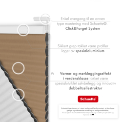 Schuette® Wabenplissee mit Bohren nach Maß • Suprafix Halterungen “Mit Bohren” • Honey Kollektion: Maple Wood (Braun) • Profilfarbe: Braun