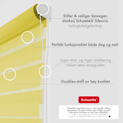 Schuette® Tag und Nacht Rollo ohne Bohren & mit Bohren 2in1 nach Maß • Doppelrollo Kollektion: Sour Lime (Gelb) • Profilfarbe: Braun
