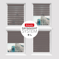 Schuette® Tag und Nacht Rollo ohne Bohren & mit Bohren 2in1 nach Maß • Doppelrollo Kollektion: Grey Lead (Grau) • Profilfarbe: Weiß