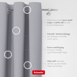 Schuette® Verdunkelungs-Vorhang Gardine mit Ösen nach Maß ● Century Black Kollektion: Fine Platinium (Silber) ● 1 Stück ● Knitterfrei Pflegeleicht Thermo Blickdicht & stark Abdunkelnd