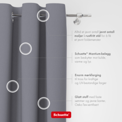 Schuette® Verdunkelungs-Vorhang Gardine mit Ösen nach Maß ● Century Black Kollektion: Misty Harbor (Grau) ● 1 Stück ● Knitterfrei Pflegeleicht Thermo Blickdicht & stark Abdunkelnd