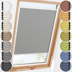 Schuette® Dachfenster Wabenplissee nach Maß • Honey Kollektion: Silver Mist (Grau) • Profilfarbe: Walnuss
