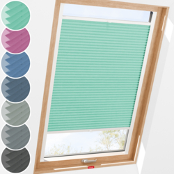 Schuette® Dachfenster Plissee nach Maß • Melange Kollektion: Mint Ice Cream (Grün) • Profilfarbe: Braun