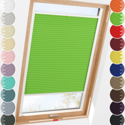 Schuette® Dachfenster Plissee nach Maß • Premium Kollektion: Green Meadow (Grün) • Profilfarbe: Braun