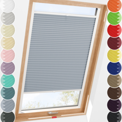 Schuette® Dachfenster Plissee nach Maß • Premium Kollektion: Silver Sonata (Grau) • Profilfarbe: Walnuss