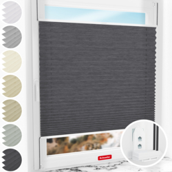 Schuette® Plissee mit Bohren nach Maß • Suprafix "Double 2in1" Schraub- & Klemmhalter • Dolomite Kollektion: Dark Vintage (Grau) • Profilfarbe: Weiß