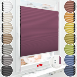 Schuette® Wabenplissee mit Bohren nach Maß • Suprafix "Double 2in1" Schraub- & Klemmhalter • Honey Kollektion: Red Velvet (Purpurrot) • Profilfarbe: Weiß