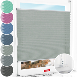 Schuette® Plissee mit Bohren nach Maß • Suprafix "Double 2in1" Schraub- & Klemmhalter • Melange Kollektion: On The Road (Grau) • Profilfarbe: Silber