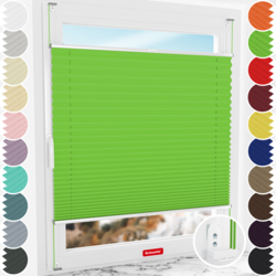 Schuette® Plissee mit Bohren nach Maß • Suprafix "Double 2in1" Schraub- & Klemmhalter • Premium Kollektion: Green Meadow (Grün) • Profilfarbe: Silber