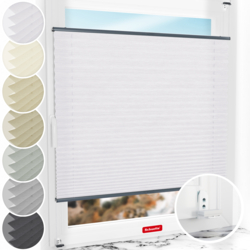Schuette® Plissee mit Bohren nach Maß • Suprafix "Double 2in1" Schraub- & Klemmhalter • Dolomite Kollektion: Cold Morning (Grau) • Profilfarbe: Anthrazit