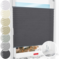 Schuette® Plissee mit Bohren nach Maß • Suprafix "Double 2in1" Schraub- & Klemmhalter • Dolomite Kollektion: Dark Vintage (Grau) • Profilfarbe: Anthrazit