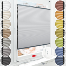Schuette thermal blackout honeycomb blinds fitted to a window without drilling