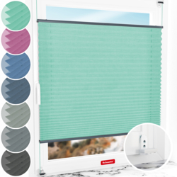 Schuette® Plissee mit Bohren nach Maß • Suprafix "Double 2in1" Schraub- & Klemmhalter • Melange Kollektion: Mint Ice Cream (Grün) • Profilfarbe: Anthrazit