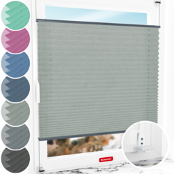 Store plissé Schuette sur mesure installé sur une fenêtre sans perçage