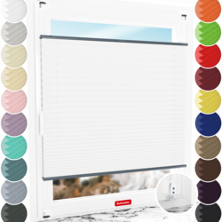 Schuette® Plissee mit Bohren nach Maß • Suprafix "Double 2in1" Schraub- & Klemmhalter • Thermo Kollektion: White Day (Weiß) • Profilfarbe: Anthrazit