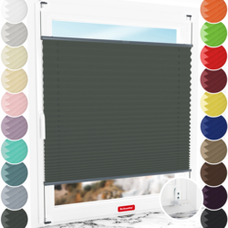 Schuette® Plissee mit Bohren nach Maß • Suprafix "Double 2in1" Schraub- & Klemmhalter • Thermo Kollektion: Before Storm (Grau) • Profilfarbe: Anthrazit