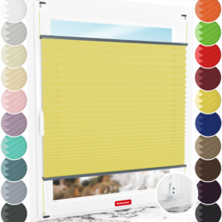 Schuette® Plissee mit Bohren nach Maß • Suprafix "Double 2in1" Schraub- & Klemmhalter • Thermo Kollektion: Sunflower (Gelb) • Profilfarbe: Anthrazit