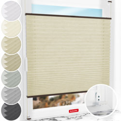 Schuette® Plissee mit Bohren nach Maß • Suprafix "Double 2in1" Schraub- & Klemmhalter • Dolomite Kollektion: Wet Stand (Beige) • Profilfarbe: Walnuss