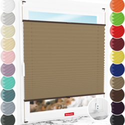 Schuette® Plissee mit Bohren nach Maß • Suprafix "Double 2in1" Schraub- & Klemmhalter • Thermo Kollektion: Mocha Dream (Hellbraun) • Profilfarbe: Walnuss