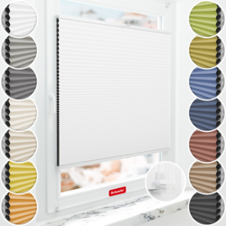 Schuette® Wabenplissee ohne Bohren nach Maß • Suprafix Klemmhalter “Incognito X" • Honey Kollektion: Moonlight (Weiß) • Profilfarbe: Weiß