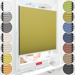 Schuette® Wabenplissee ohne Bohren nach Maß • Suprafix Klemmhalter “Incognito X" • Honey Kollektion: Olive Branch (Olivgrün) • Profilfarbe: Weiß
