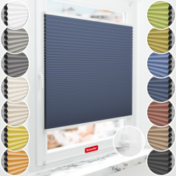 Schuette® Wabenplissee ohne Bohren nach Maß • Suprafix Klemmhalter “Incognito X" • Honey Kollektion: Arctic Ocean (Dunkelblau) • Profilfarbe: Weiß