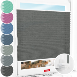 Schuette® Plissee ohne Bohren nach Maß • Suprafix Klemmhalter “Incognito X" • Melange Kollektion: Black Pearl (Schwarz) • Profilfarbe: Weiß