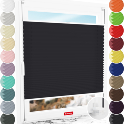 Schuette® Plissee ohne Bohren nach Maß • Suprafix Klemmhalter “Incognito X" • Premium Kollektion: Silesian Coal (Schwarz) • Profilfarbe: Weiß