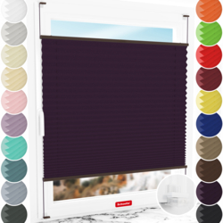 Schuette® Plissee ohne Bohren nach Maß • Suprafix Klemmhalter “Incognito X" • Thermo Kollektion: Violet Paradise (Violett) • Profilfarbe: Walnuss