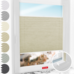 Schuette® Plissee mit Bohren nach Maß • Suprafix Halterungen “Mit Bohren” • Dolomite Kollektion: Light Coffee (Beige) • Profilfarbe: Weiß
