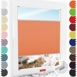 Schuette® Plissee mit Bohren nach Maß • Suprafix Halterungen “Mit Bohren” • Premium Kollektion: Sunset (Orange) • Profilfarbe: Silber