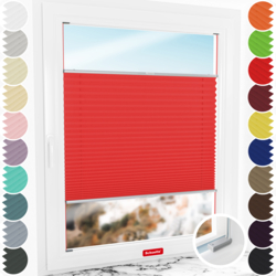 Schuette® Plissee mit Bohren nach Maß • Suprafix Halterungen “Mit Bohren” • Thermo Kollektion: Cherry Charm (Rot) • Profilfarbe: Silber