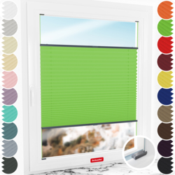 Schuette® Plissee mit Bohren nach Maß • Suprafix Halterungen “Mit Bohren” • Premium Kollektion: Green Meadow (Grün) • Profilfarbe: Anthrazit