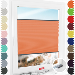 Schuette® Plissee mit Bohren nach Maß • Suprafix Halterungen “Mit Bohren” • Premium Kollektion: Sunset (Orange) • Profilfarbe: Anthrazit