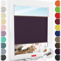 Schuette® Plissee mit Bohren nach Maß • Suprafix Halterungen “Mit Bohren” • Thermo Kollektion: Violet Paradise (Violett) • Profilfarbe: Walnuss