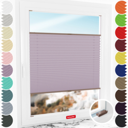 Schuette® Plissee mit Bohren nach Maß • Suprafix Halterungen “Mit Bohren” • Thermo Kollektion: Pastel Grape (lila) • Profilfarbe: Braun