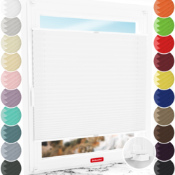 Schuette® Plissee ohne Bohren nach Maß • Suprafix Klemmhalter "X" • Premium Kollektion: White Day (Weiß) • Profilfarbe: Weiß